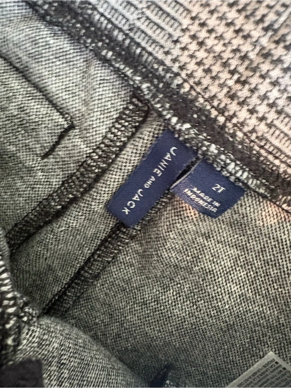 Janie and Jack Navy and White Striped Rugby Top with Gray Plaid Shorts